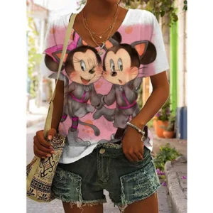 Fashion Women's T-shirt Mickey Mouse Print Female Short Sleeve Clothes Harajuku Tee Ladies T Shirt Oversized Top Tshirts Women