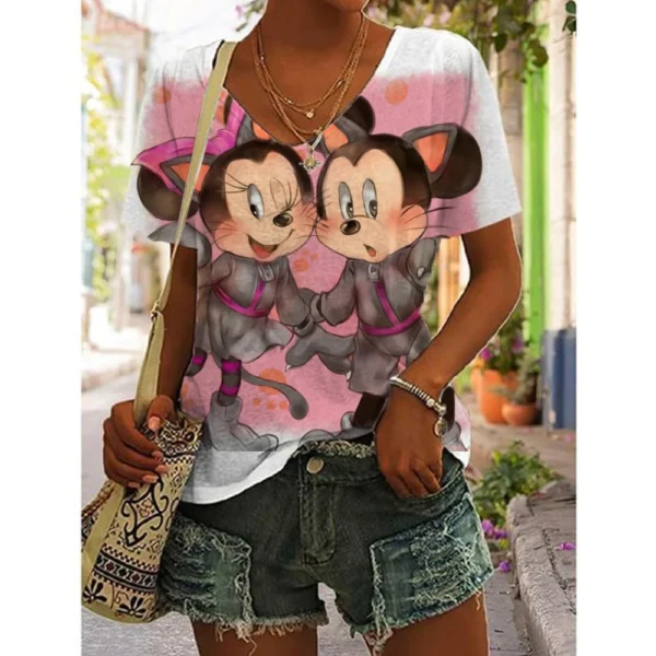 Fashion Women's T-shirt Mickey Mouse Print Female Short Sleeve Clothes Harajuku Tee Ladies T Shirt Oversized Top Tshirts Women
