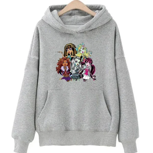 M-Monster High Girls Hoodies Women Casual Manga Graphic Sweatshirts Long Sleeve Aesthetic Kawaii Printing Hoody Female Plussize - Image 4