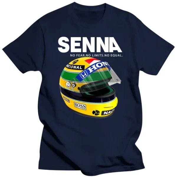 Ayrton Senna Helmet Short Sleeve Men's T-shirt, Racing T-shirt, Crewneck Top, Popular Men's Clothing, Plus Size, Summer - Image 2