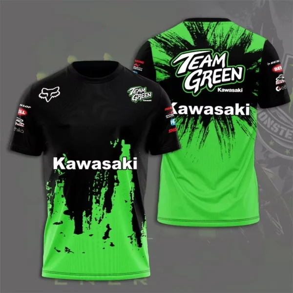 Kawasaki Motorcycle Racing Team Men T-shirt Summer Short Sleeve Women Oversized Clothing 2024 New Fashion Children Tee Tops - Image 4