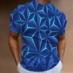Fashion T-shirts For Men 3d Line Print Men Clothing Street Design Short Sleeved Oversized Tee Shirt Daily Casual Sportswear Tops