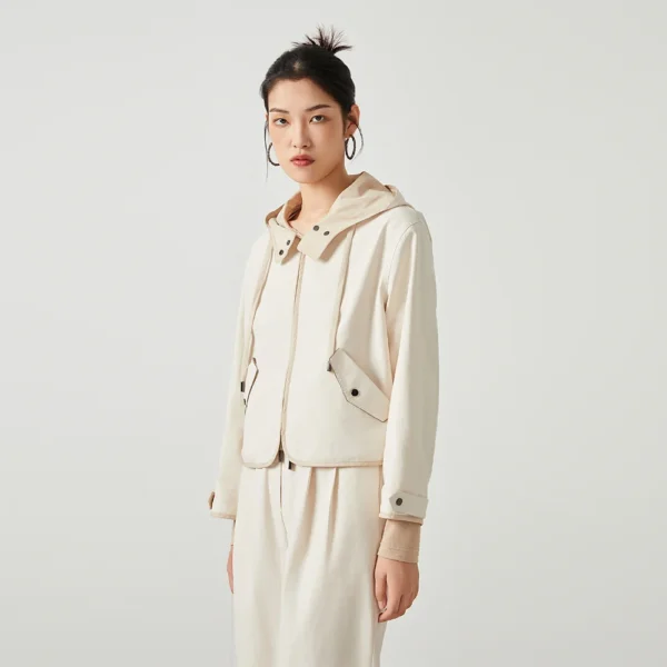K2530X Luxury Women's Clothing Laidies Clothes Cotton Tencel Hoodies Autumn Short Coats - Image 2